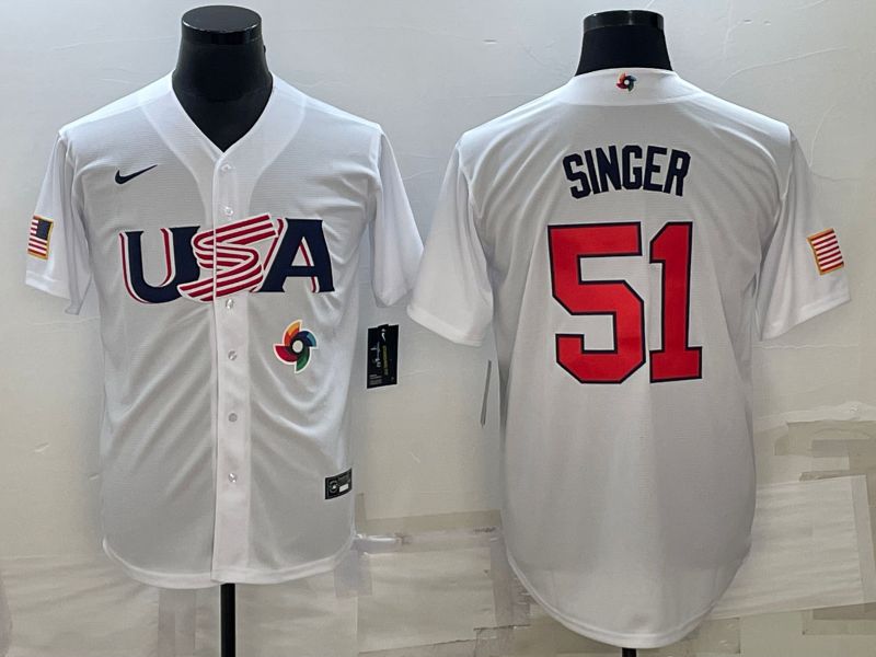 Men 2023 World Cub USA 51 Singer White Nike MLB Jersey10